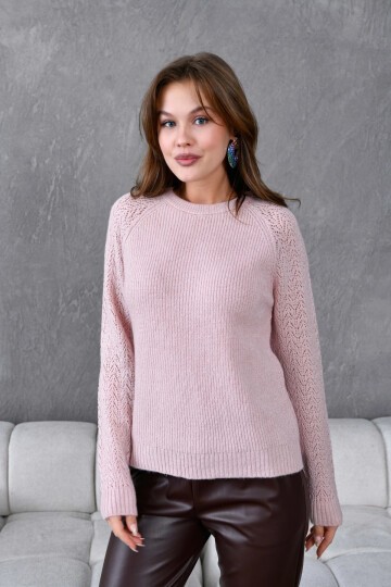 Kadın Fitilli Bisiklet Yaka Ajurlu Triko Kazak