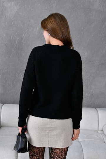 Kadın Fitilli Bisiklet Yaka Ajurlu Triko Kazak