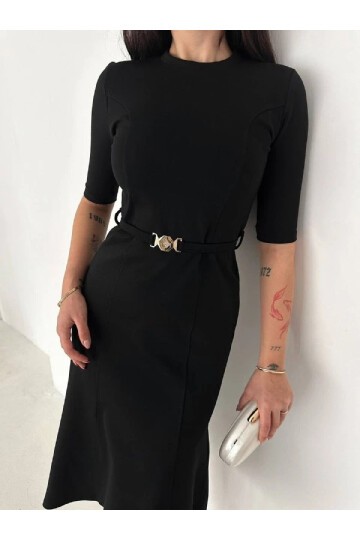 Kadın Kemerli Kalem Elbise