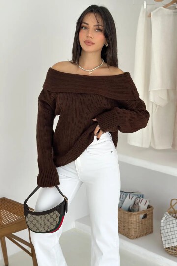 Kadın Madonna Yaka Triko