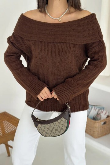 Kadın Madonna Yaka Triko