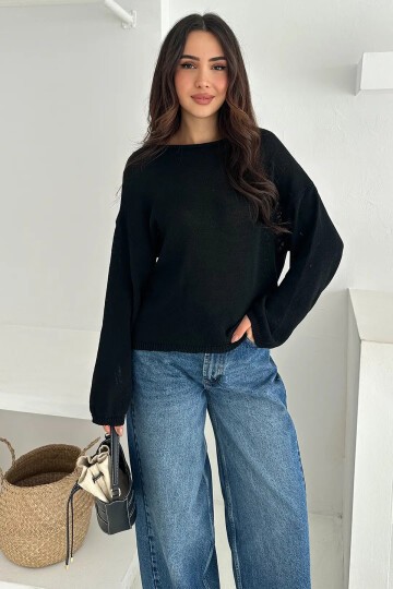 Kadın Omuz Açık Salaş Triko Kazak – Soft Elegance