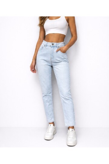 Kadın Yüksek Bel Açık Mavi Jean