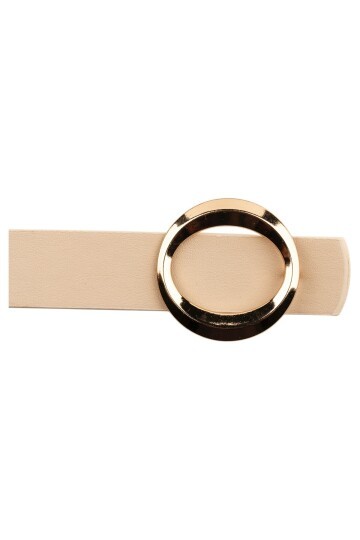 Kalın Halka Tokalı İkili Set Kahverengi_Bej Kadın Kemeri