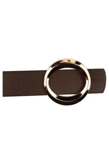 Kalın Halka Tokalı Kahverengi Kadın Kemeri