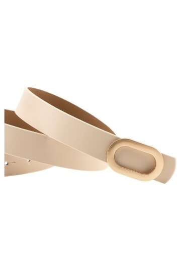 Kalın Oval Tokalı İkili Set Kahverengi_Bej Kadın Kemeri