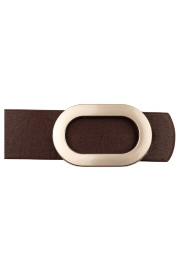 Kalın Oval Tokalı İkili Set Kahverengi_Bej Kadın Kemeri