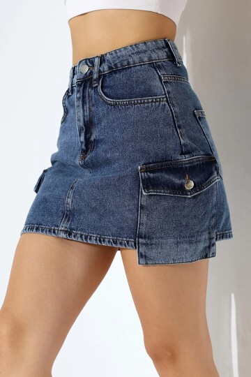 Kargo Cep Detay Mini Kot Etek