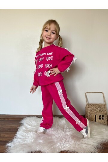 Kız Çocuk Baskılı 2 iplik Alt Üst Eşofman Takımı