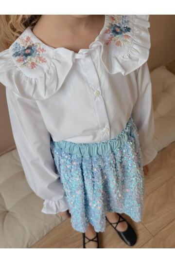 Kız Çocuk Gömlek Etek Alt Üst Takım