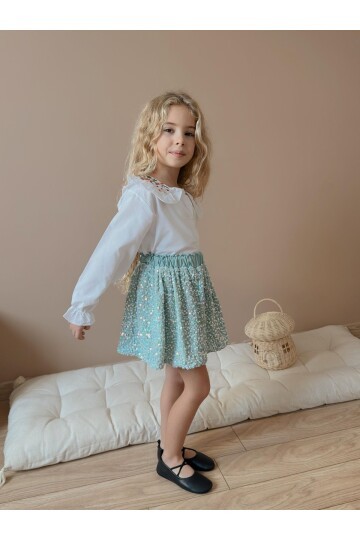 Kız Çocuk Gömlek Etek Alt Üst Takım