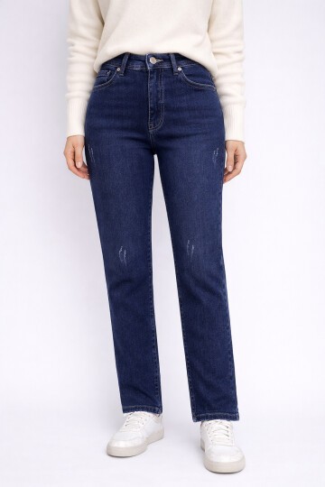 Koyu Lacivert Esnek Jean