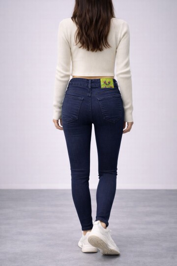 Koyu Lacivert esnek Jean