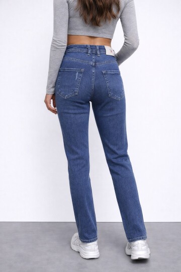 Koyu Renk Dar Paça Jean