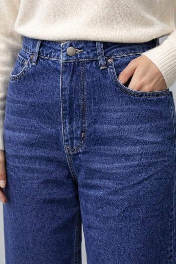 Lacivert Geniş Model Kadın Jean