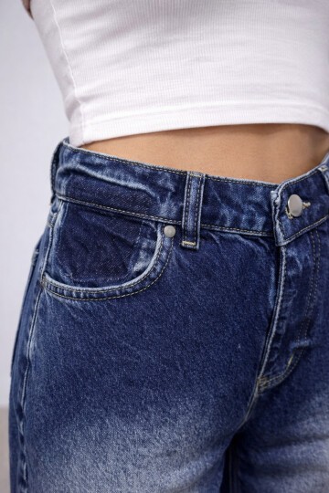 Lacivert Geniş Paça Jean