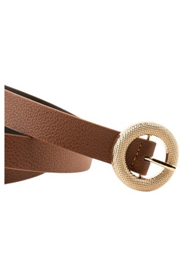 Mozaik Yuvarlak Tokalı İkili Set Siyah_Taba Kadın Kemeri