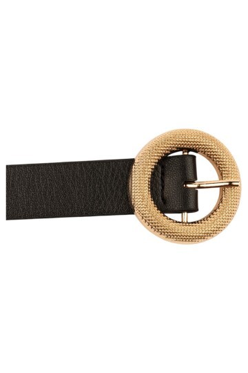 Mozaik Yuvarlak Tokalı Siyah Kadın Kemeri