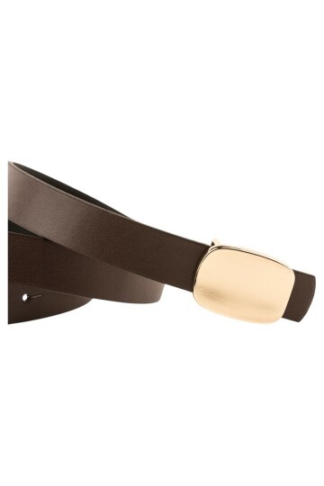 Parlak Kare Tokalı Kahverengi Kadın Kemeri