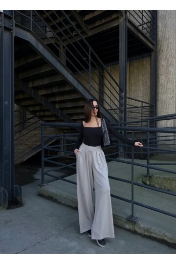 Pile Detaylı İspanyol Paça Oysho Kumaş Pantolon