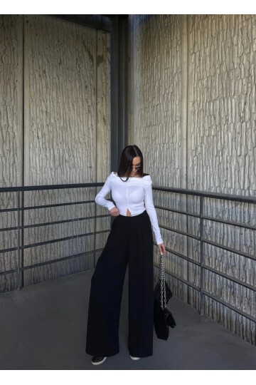 Pile Detaylı İspanyol Paça Oysho Kumaş Pantolon