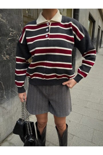 Polo Yaka Oversize Triko Sweatshirt