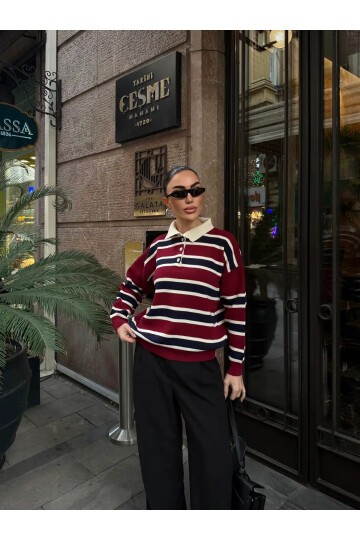 Polo Yaka Oversize Triko Sweatshirt