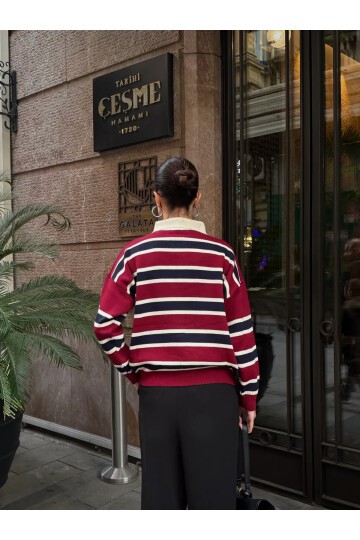 Polo Yaka Oversize Triko Sweatshirt