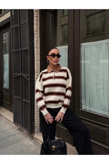 Polo Yaka Oversize Triko Sweatshirt