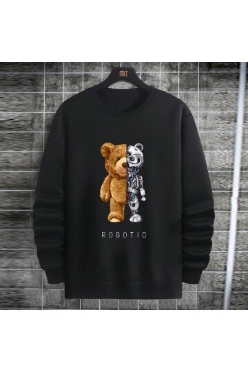 Robotic Ayıcık Robot Baskılı Erkek Sweatshirt