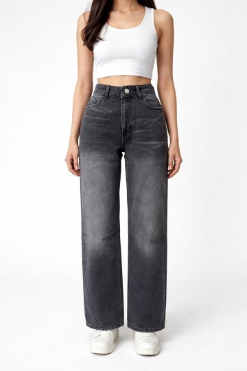 Siyah Geniş Paça Jean