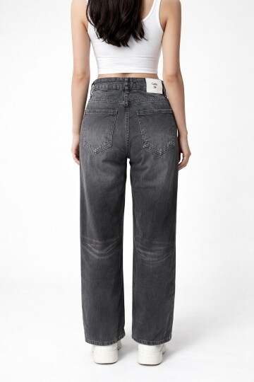 Siyah Geniş Paça Jean