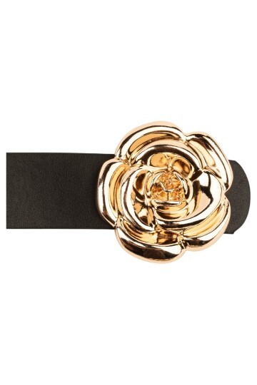 Tek Gül Tokalı İkili Set Siyah_Bordo Kadın Kemeri