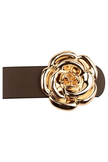 Tek Gül Tokalı Kahverengi Kadın Kemeri