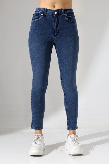 Toparlayıcı Yüksek Bel Dar Paça Jean