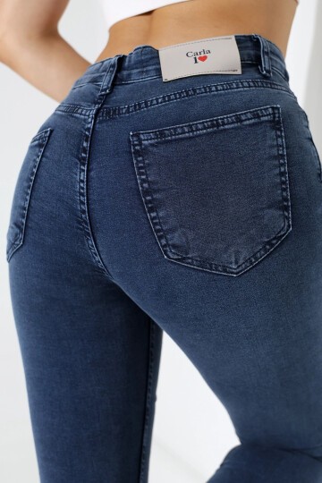 Toparlayıcı Yüksek Bel Dar Paça Jean