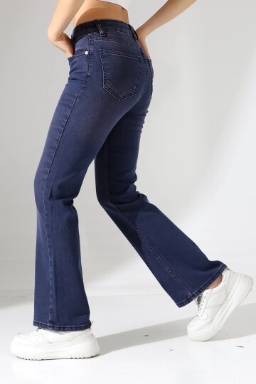 Toparlayıcı Yüksek Bel İspanyol Paça Jean