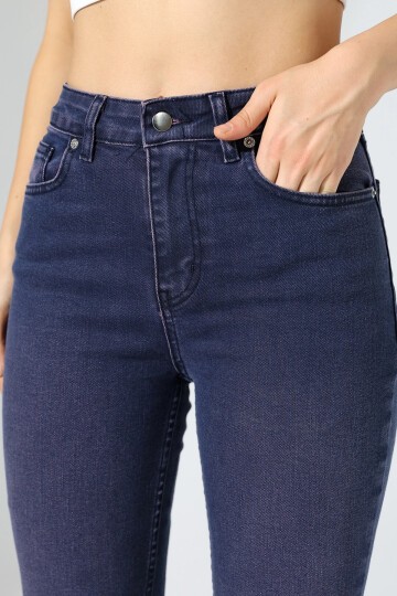 Toparlayıcı Yüksek Bel İspanyol Paça Jean