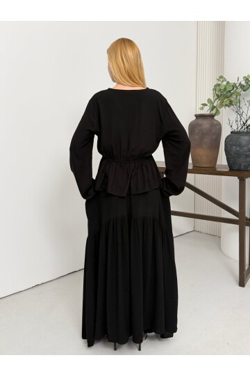 Viskon Kumaş Fermuar Detaylı Alt Üst Takım Siyah