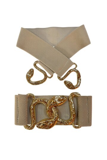 Yılan Geçme Tokalı Bej Kadın Kemeri