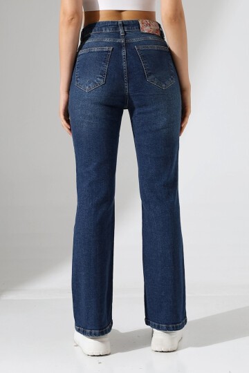 Yüksek Bel İspanyol Paça Jean Pantolon