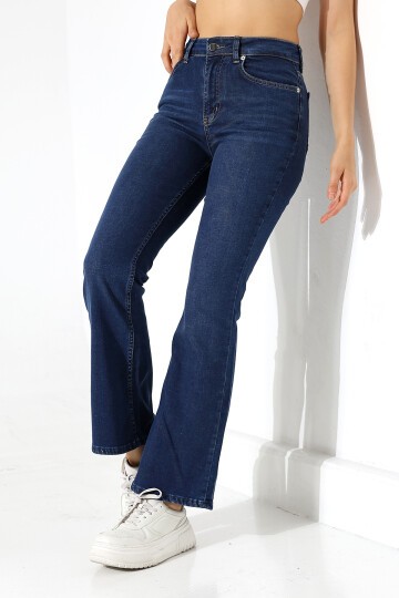Yüksek Bel Klasik Paça Kadın Jean – Lacivert