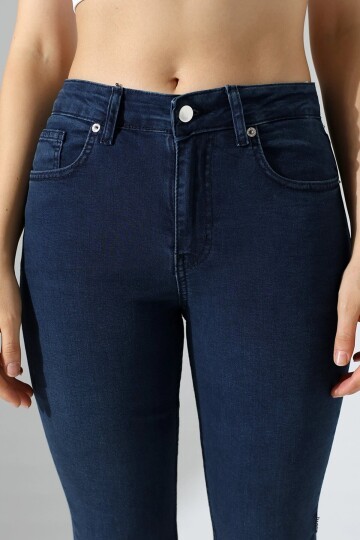 Yüksek Bel Lacivert Skinny Fit Jean Pantolon