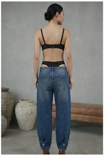 Kadın Dantelli Siyah Deri Transparan Çıtçıtlı Bodysuit