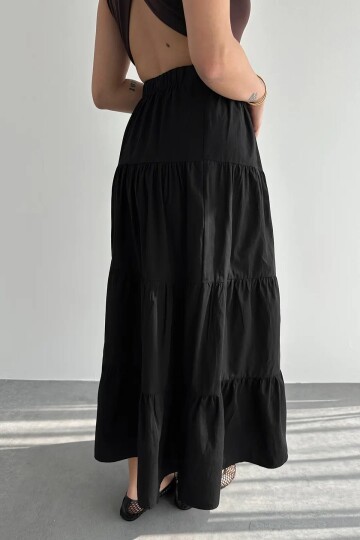 Kadın Kat Kat Uzun Etek – Beli Lastikli Günlük Şık Etek