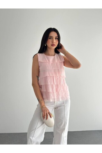 Kat Kat Fırfırlı Kolsuz Bluz – Şık & Feminen Yazlık Kadın Üst