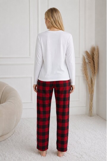 Penguen Baskılı Uzun Kollu Kadın Pijama Takımı