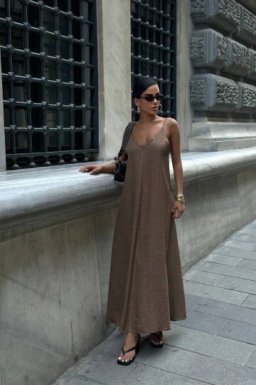 Taş Askılı Salaş Maxi Elbise