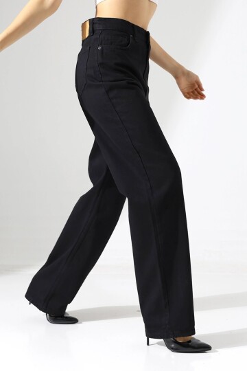 Yüksek Bel Düz Paça Siyah Pantolon